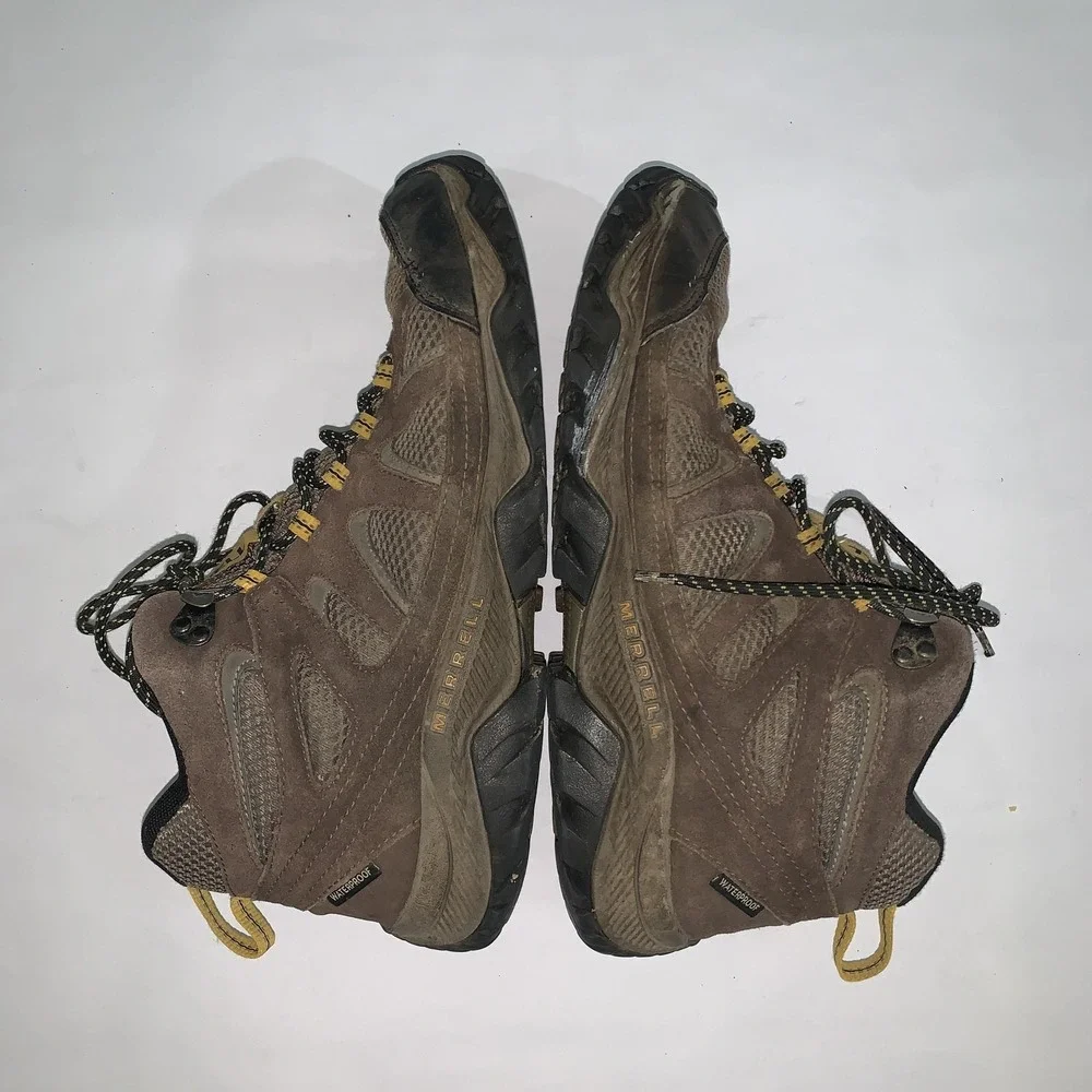 Merrell Oakbrook Mid Boots Mens 10 Brown Suede Waterproof Hiking Trail J036401